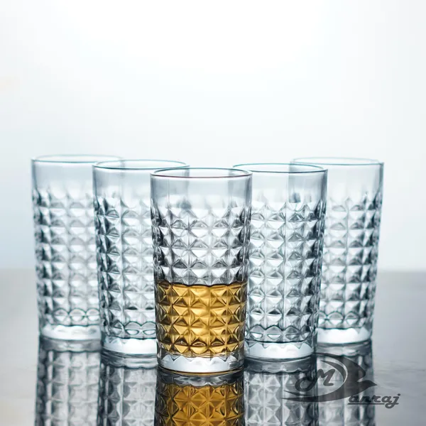 Manraj_Tall_Highball_Glasses_Set_Of_6,_Diamond_Textured_Design_Glassware_For_Drinking_Water,_Beer,_Or_Soda,_Trendy_And_Elegant_Dishware,_Dishwasher_Safe_(Hiball)_(255_Ml)_(Tall)