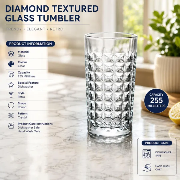 Manraj_Tall_Highball_Glasses_Set_Of_6,_Diamond_Textured_Design_Glassware_For_Drinking_Water,_Beer,_Or_Soda,_Trendy_And_Elegant_Dishware,_Dishwasher_Safe_(Hiball)_(255_Ml)_(Tall)