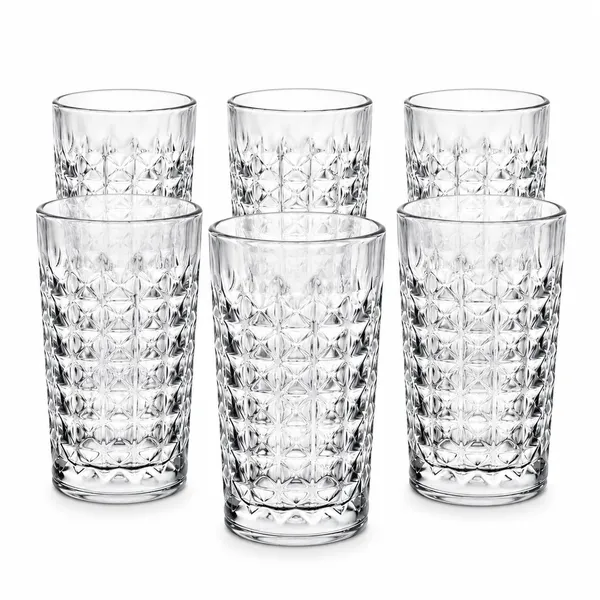 Manraj_Tall_Highball_Glasses_Set_Of_6,_Diamond_Textured_Design_Glassware_For_Drinking_Water,_Beer,_Or_Soda,_Trendy_And_Elegant_Dishware,_Dishwasher_Safe_(Hiball)_(255_Ml)_(Tall)