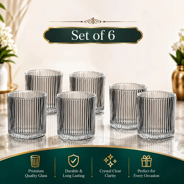 Manraj_Glass_Drinking_Glass_Hiball_Glassware_Set_Of_6,_Glassware_For_Drinking_Water,_Beer,_Or_Soda,_Trendy_And_Elegant_Dishware,_Dishwasher_Safe_(255_Ml)_(Mj006)
