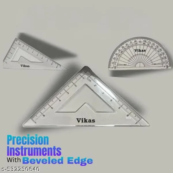 Vikas_Drawing_Sets_4_Piece_Geometry_Kit_With_15_Cm_Scale_Protractor_180_Set_Squares_Useful_For_School_Students_Teachers_Etc_Pack_Of_4_Pieces_Kit_Mathematical_Kit_For_Kids_-_Pack_of_3