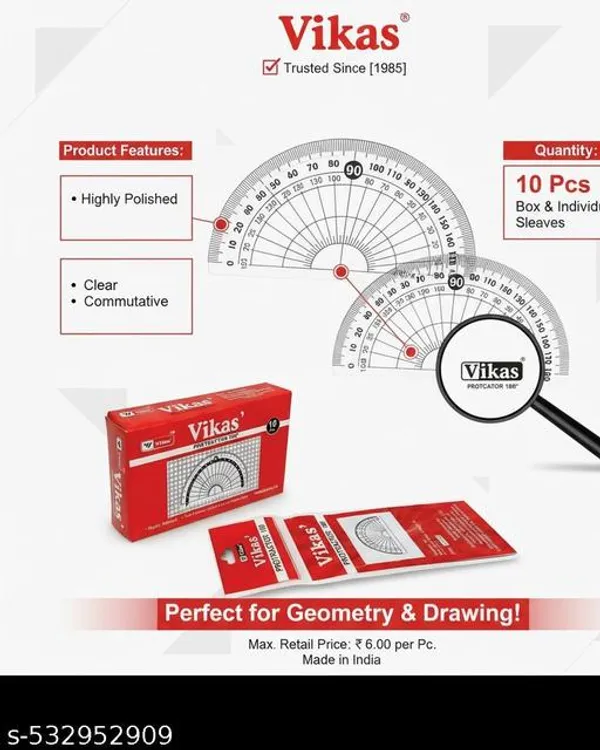Vikas_180_Protractor_Pack_Of_10_Pieces_Transparent_Plastic_Protractor_For_Accurate_Angle_Measurement_Geometry_Set_For_Kids_-_Pack_of_5