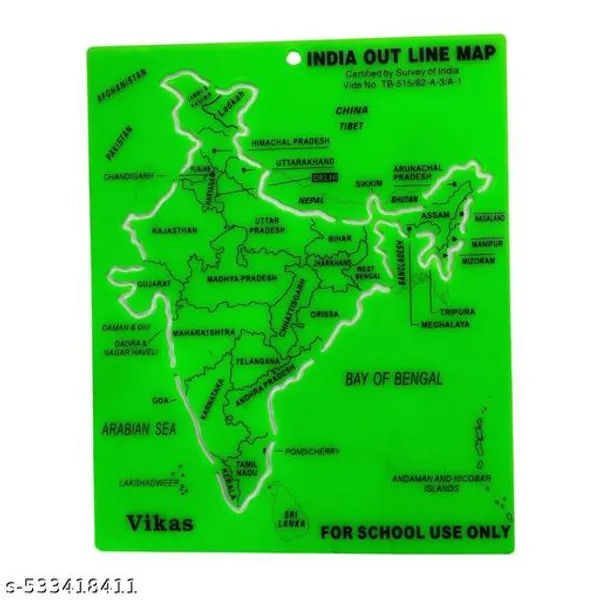 Vikas_Political_Indiamap_Stencil_Pack_Of_10_Transparent_Plastic_Outline_For_School_Projects_Exam_Use