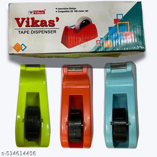 Vikas_Tape_Dispenser_Pack_Of_3_Pieces_Green_Light_Blue_Red_Compatible_With_100_Meter_Tape_Useful_For_Office_And_Factories_For_Packaging_Packagin_Tape_Cutter_For_Office_Use