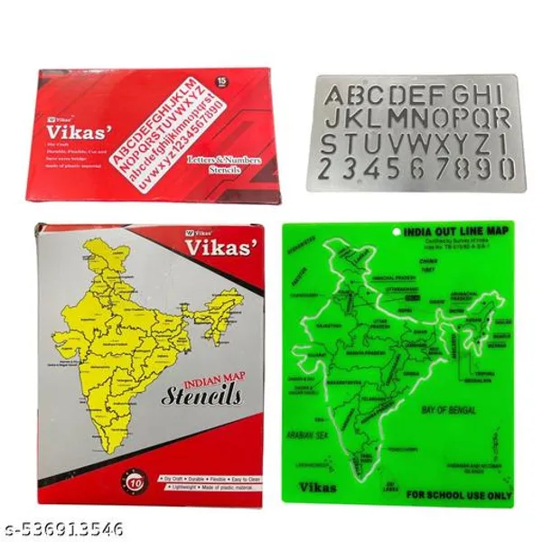 Vikas_India_Map_Stencil_Pack_Of_10_15mm_A_Z_0_9_Stencil_Pack_Of_10_Combo_For_Students_20_Pieces_Combo
