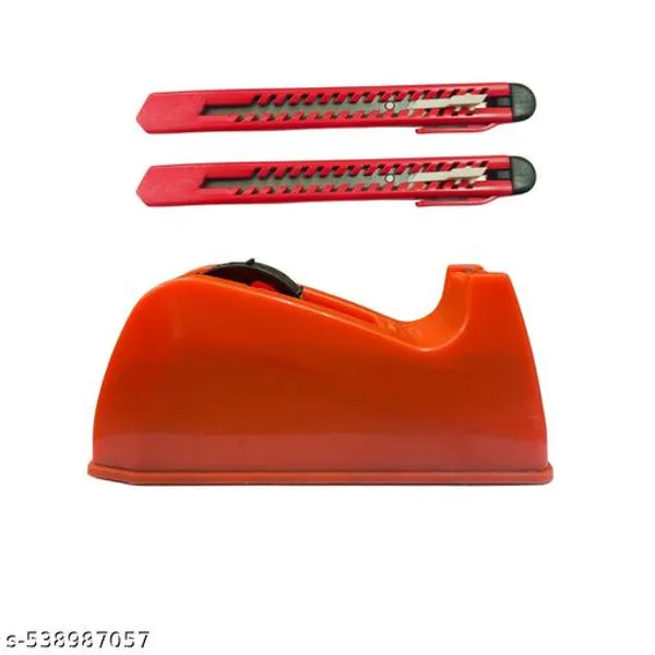 Vikas_Stationery_Combo_2_Paper_Cutters_9mm_1_Tape_Dispenser_Ideal_For_School_Office_Craft_Home_Use_Lightweight_Cutter_With_Stainless_Steel_Blade_-_Pack_of_2