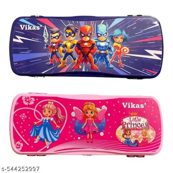 Vikas_Little_Doll_Barbie_Superhero_Plastic_Pencil_Box_Combo_Brother_And_Sister_Set_Dual_Compartment_Hard_Case_Stationery_Organizer_For_Kids_Plastic_Pencil_Box_For_Kids_Geometry_Box_For_Kids_-_Pack_of_2