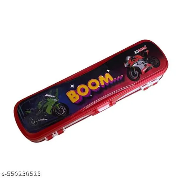 Vikas_Boom_Red_Pencil_Box_For_Kids_Dual_Toy_Bike_Design_Plastic_Pencil_Case_With_Double_Lock_Spacious_Compartments_Fun_Durable_Stationery_Organizer_For_School_Set_Of_1_-_Pack_of_6