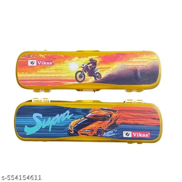 Vikas_Mini_Pencil_Box_Combo_Pack_Of_2_Supra_Car_Bike_Adventure_Design_Stylish_Yellow_Plastic_Pencil_Boxes_For_Kids_Pencil_Box_For_Students_-_Pack_of_4
