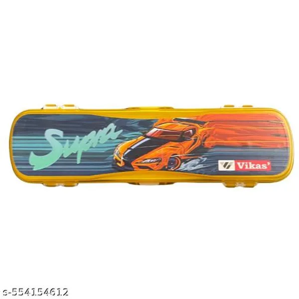 Vikas_Mini_Pencil_Box_Supra_Racing_Car_Design_Stylish_Yellow_Plastic_Pencil_Box_For_Kids_Pencil_Cases_For_Kids_-_Pack_of_6