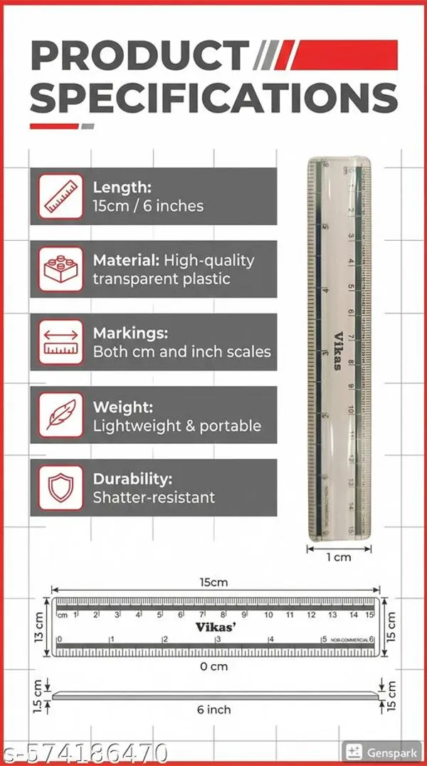 Vikas_15_Cm_Transparent_Plastic_Scale_Pack_Of_40_School_Office_Use_Ruler_For_Kids_Or_Students_-_Pack_of_2