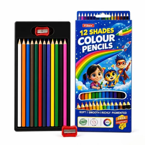 Vikas_Premium_12_Shades_Colour_Pencils_–_Non-Toxic_Art_&_Craft_Pencils_for_Kids,_School_&_Hobby_Artists