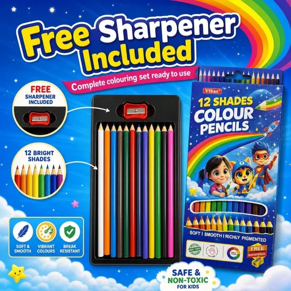 Vikas_Premium_12_Shades_Colour_Pencils_–_Non-Toxic_Art_&_Craft_Pencils_for_Kids,_School_&_Hobby_Artists