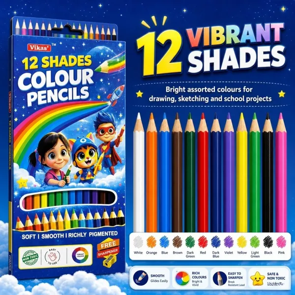 Vikas_Premium_12_Shades_Colour_Pencils_–_Non-Toxic_Art_&_Craft_Pencils_for_Kids,_School_&_Hobby_Artists