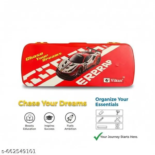 Vikas_Maxo_Red_Pencil_Box_Pack_Of_2_Car_Design_Kids_Pencil_Box_School_Stationery_Box_Durable_Plastic_Pencil_Case_Big_Size_Pencil_Organizer_Exam_Storage_Box_Cartoon_Pencil_Box_For_Boys_Stylish_Kids_Pencil_Kit_-_Pack_of_2
