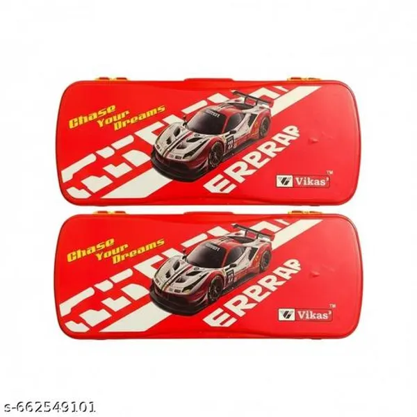 Vikas_Maxo_Red_Pencil_Box_Pack_Of_2_Car_Design_Kids_Pencil_Box_School_Stationery_Box_Durable_Plastic_Pencil_Case_Big_Size_Pencil_Organizer_Exam_Storage_Box_Cartoon_Pencil_Box_For_Boys_Stylish_Kids_Pencil_Kit_-_Pack_of_2