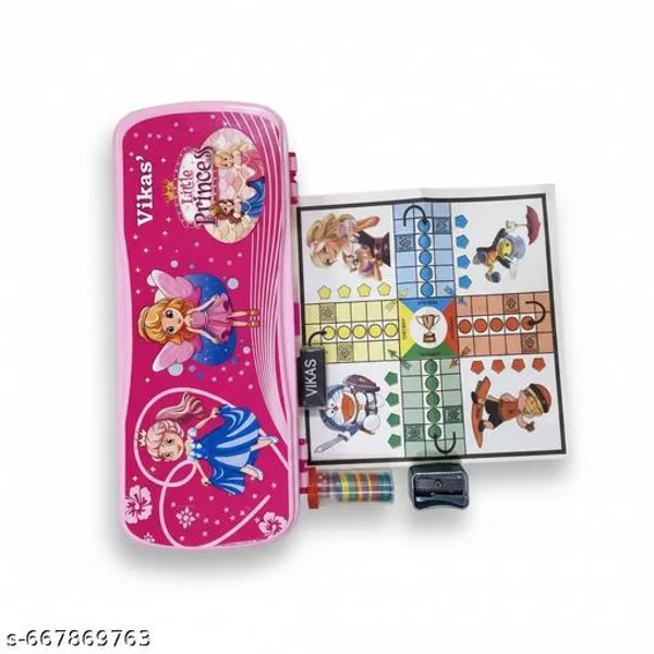 Vikas_Maxo_Pink_Ludo_Game_Pencil_Box_For_Girls_Unbreakable_Kids_Stationery_Box_Big_Storage_Pencil_Case_With_Organizer_Cute_Cartoon_Study_Box_For_School_Tuition_Student_Stationery_Storage_Box_For_Kids_Girls_Children_-_Pack_of_4