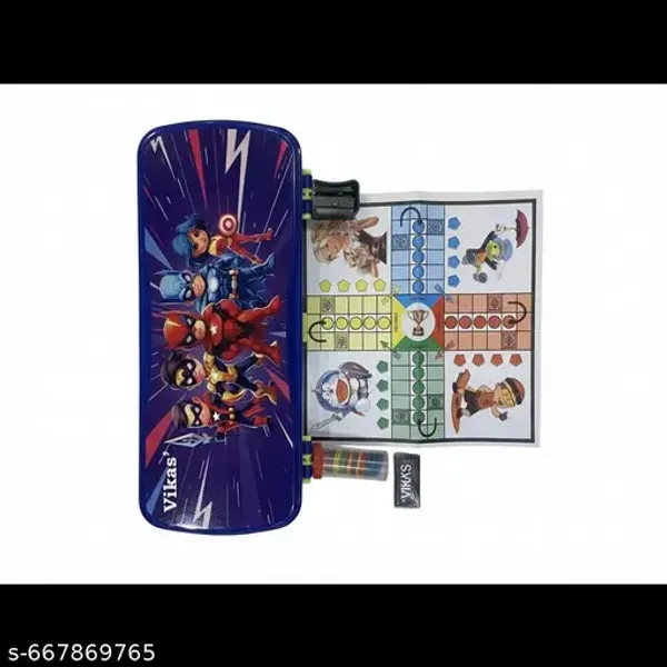 Vikas_Maxo_Blue_Pencil_Box_With_Ludo_Game_Big_Size_Hard_Case_School_Box_Sharpener_Eraser_Included_Kids_Stationery_Box_Durable_Plastic_Pencil_Case_Geometry_Box_Study_Organizer_Trendy_Design_-_Pack_of_4