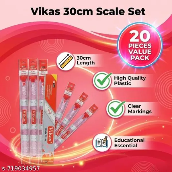 Vikas_30_Cm_Scale_Ruler_Set_Of_20_Transparent_Plastic_Measuring_Scale_Metric_Ruler_For_School_Students_Geometry_Scale_For_Class_Exam_College_Classroom_Office_Stationery_-_Pack_of_2