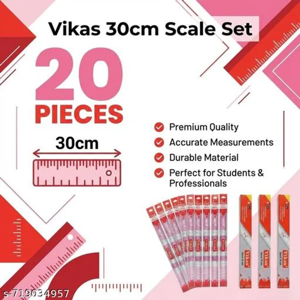 Vikas_30_Cm_Scale_Ruler_Set_Of_20_Transparent_Plastic_Measuring_Scale_Metric_Ruler_For_School_Students_Geometry_Scale_For_Class_Exam_College_Classroom_Office_Stationery_-_Pack_of_2