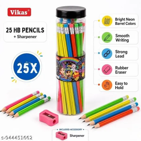 Vikas_Rubber_Tip_Hb_Pencils_Pack_Of_25_Smooth_Dark_Writing_Pencils_For_Kids_Students_Break_Resistant_Lead_Polymer_Body_Study_Pencils_For_School_Homework_Exams_-_Pack_of_2