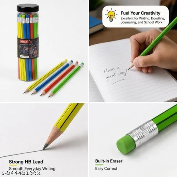 Vikas_Rubber_Tip_Hb_Pencils_Pack_Of_25_Smooth_Dark_Writing_Pencils_For_Kids_Students_Break_Resistant_Lead_Polymer_Body_Study_Pencils_For_School_Homework_Exams_-_Pack_of_2