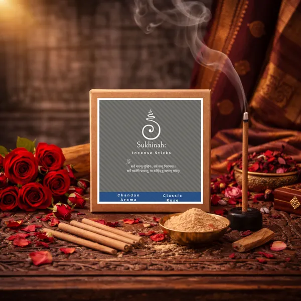 Sukhinah:_Premium_Rose_and_Chandan__Incense_Sticks_Pack_Of_2._(Charcoal-Free,_Low_Smoke_Bambooless)