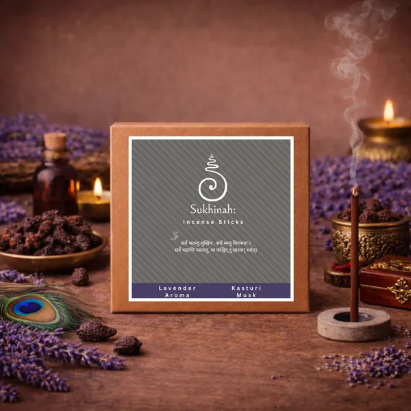 Sukhinah:_Lavender,_Rose_and_Kasturi__Charcoal-Free,_Low_Smoke,_Bambooless_Incense_Sticks_Pack_Of_3.