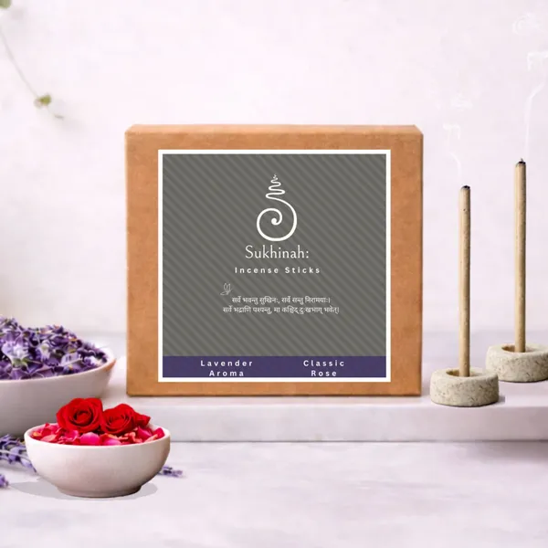 Sukhinah:_Lavender_and_Rose__Charcoal-Free,_Low_Smoke,_Bambooless_Incense_Sticks_Pack_Of_2.