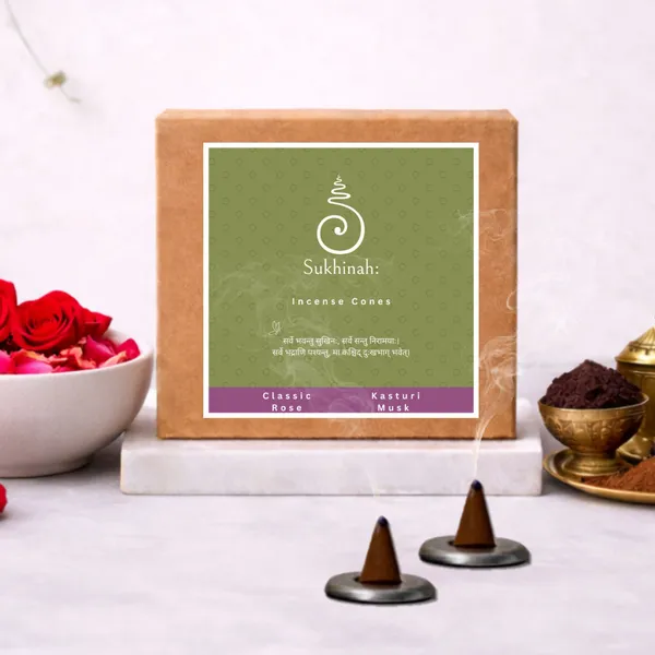 Sukhinah:_Classic_Rose_Kasturi_Musk_Incense_Cones_Pack_Of_2._(Charcoal_Free,_Low_smoke)