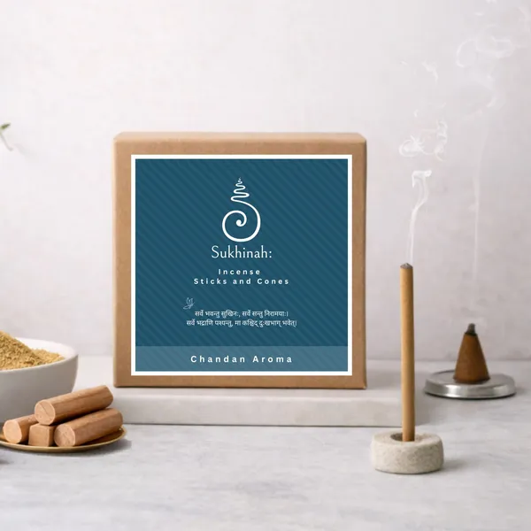 Sukhinah:_Rose_and_Chandan__Incense_Sticks_and_Cones_Pack_Of_4._(Charcoal-Free,_Low_Smoke,__Bambooless_)