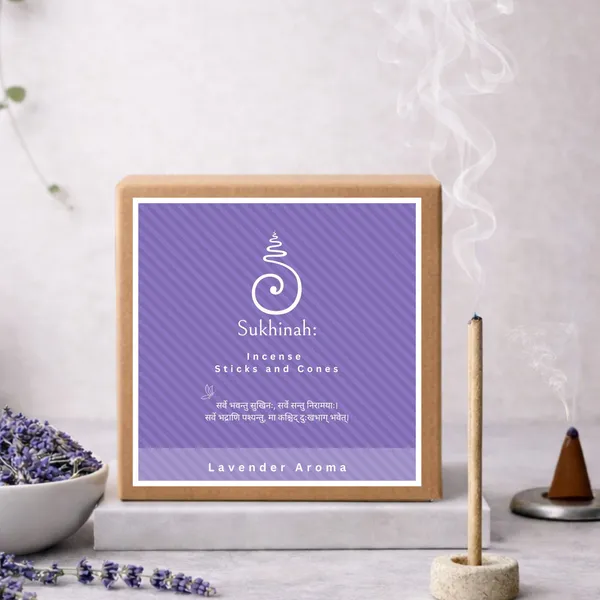 Sukhinah:_Premium_Lavender_Aroma_Incense_Sticks_And_Cones_Pack_Of_2.(Charcoal-Free,_Low_Smoke_Bambooless)