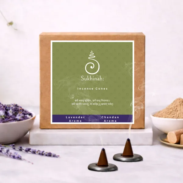 Sukhinah:_Lavender_and_Chandan__Incense__Cones_Pack_Of_2._(Charcoal-Free,_Low_Smoke)
