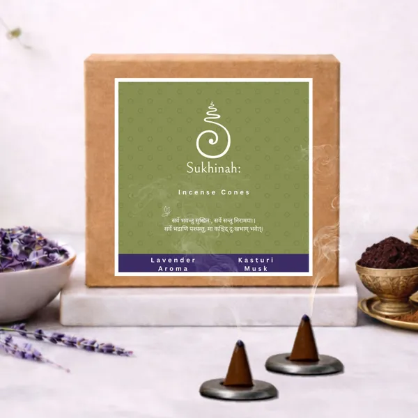 Sukhinah:_Kasturi_and_Lavender__Incense_Cones_Pack_Of_2._(Charcoal-Free,_Low_Smoke)