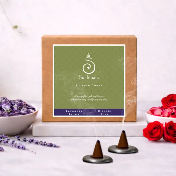 Sukhinah:_Premium_Lavender_&_Classic_Rose_Incense_Cones_Gift_Set_Pack_Of_2._(charcoal_free_and_low_smoke)