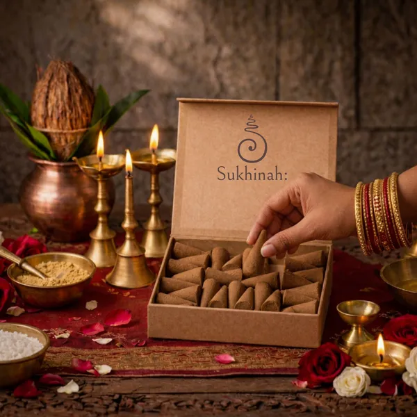 Sukhinah:_Classic_Rose_Kasturi_Musk_Incense_Cones_Pack_Of_2._(Charcoal_Free,_Low_smoke)