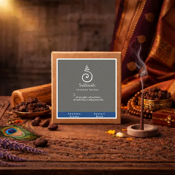 Sukhinah:_Kasturi_and_Chandan__Incense_Sticks_Pack_Of_2._(Charcoal-Free,_Low_Smoke_Bambooless)