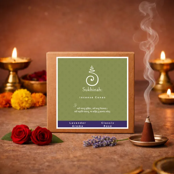 Sukhinah:_Premium_Lavender_&_Classic_Rose_Incense_Cones_Gift_Set_Pack_Of_2._(charcoal_free_and_low_smoke)
