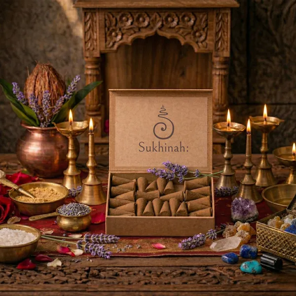 Sukhinah:_Premium_Lavender_&_Classic_Rose_Incense_Cones_Gift_Set_Pack_Of_2._(charcoal_free_and_low_smoke)