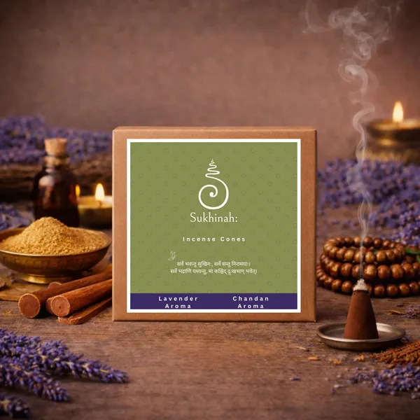 Sukhinah:_Lavender_and_Chandan__Incense__Cones_Pack_Of_2._(Charcoal-Free,_Low_Smoke)