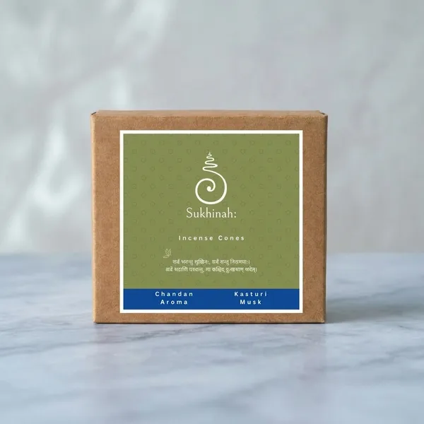 Sukhinah:_Kasturi_and_Chandan__Incense_Cones_Pack_Of_2._(Charcoal-Free,_Low_Smoke)