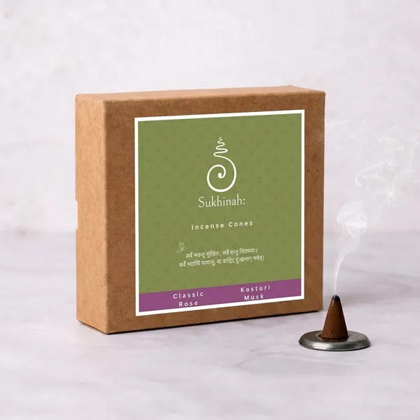 Sukhinah:_Classic_Rose_Kasturi_Musk_Incense_Cones_Pack_Of_2._(Charcoal_Free,_Low_smoke)