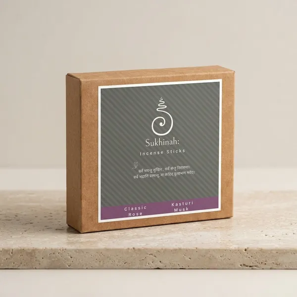 Sukhinah:_Premium_Classic_Rose_And_Kasturi_Musk_Incense_Sticks_Pack_Of_2._(Charcoal-Free,_Low_Smoke_Bambooless)