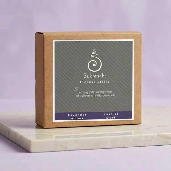 Sukhinah:_Lavender_and__Kasturi(Musk)_Charcoal-Free,_Low_Smoke,_Bamboo_less_Incense_Sticks_Pack_Of_2.