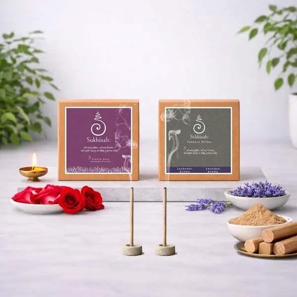 Sukhinah:_Premium_Lavender,_Rose_and_Chandan__Incense_Sticks_Pack_Of_3._(Charcoal-Free,_Low_Smoke_Bambooless)