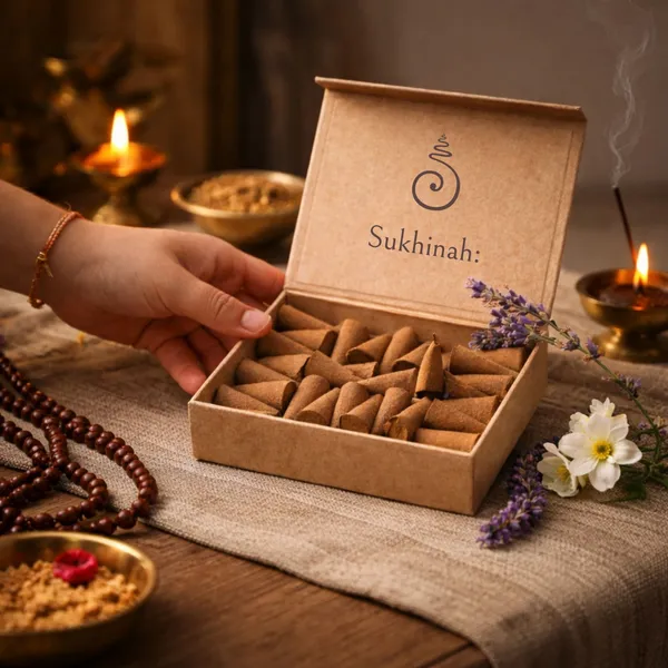 Sukhinah:_Kasturi_and_Lavender__Incense_Cones_Pack_Of_2._(Charcoal-Free,_Low_Smoke)