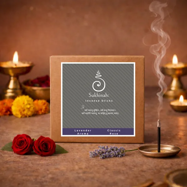 Sukhinah:_Lavender_and_Rose__Charcoal-Free,_Low_Smoke,_Bambooless_Incense_Sticks_Pack_Of_2.