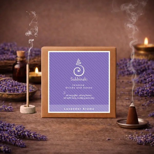 Sukhinah:_Premium_Lavender_Aroma_Incense_Sticks_And_Cones_Pack_Of_2.(Charcoal-Free,_Low_Smoke_Bambooless)