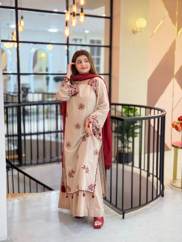 Cream_Rayon_Dress_For_Women