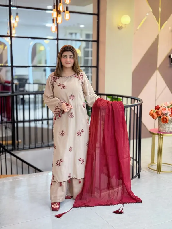 Cream_Rayon_Dress_For_Women